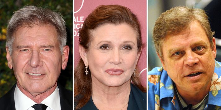Harrison Ford er orðinn 71 árs, Carrie Fisher 57 ára og Mark Hamill 62 ára.