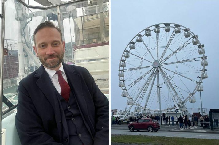 Einar er hæstánægður með parísarhjólið og telur það ekki óvinsælt ef sextíu þúsund manns ákveða að skella sér hring.