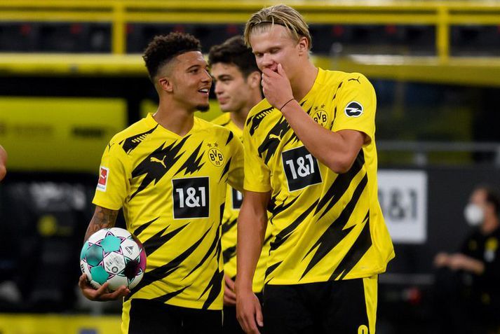 Manchester United hætti við að reyna að kaupa Jadon Sancho alveg eins og félagið hætti við að reyna að kaupa Erling Braut Håland í janúarglugganum. Manchester United hefði mögulega verið annars með þessa tvo í fremstu víglínu.