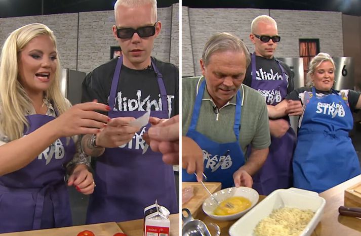 Árni og Sandra fóru á kostum í Ísskápastríðinu. 