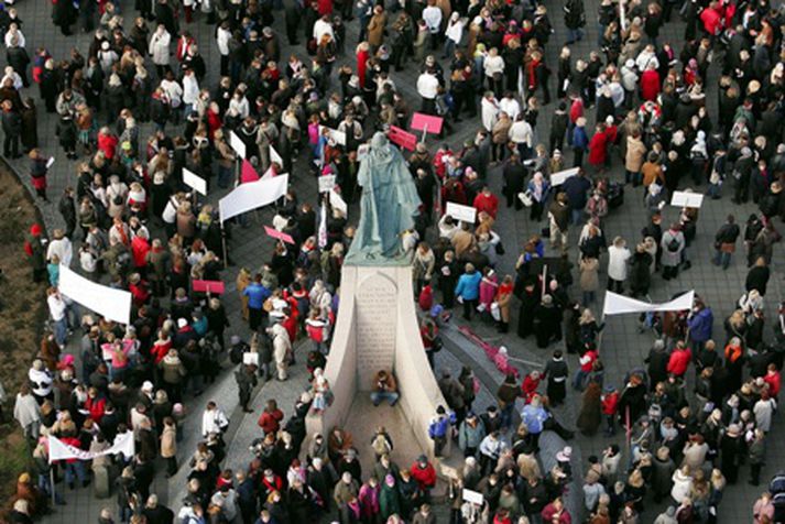 Gengið verður frá Hallgrímskirkju. Myndin er frá Kvennafrídeginum og tengist ekki efni fréttarinnar beint.