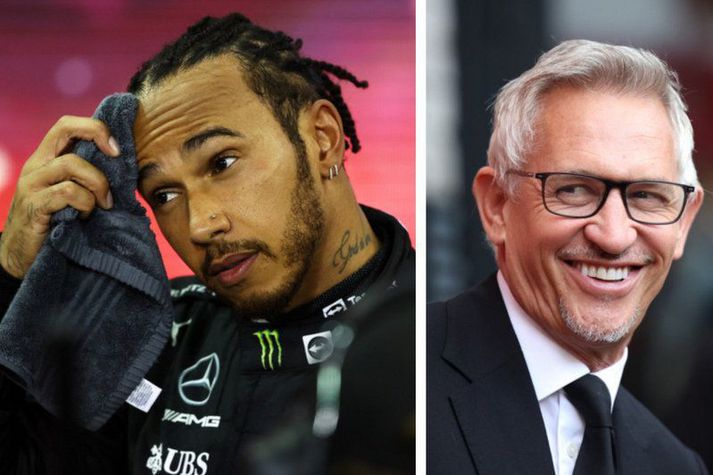 Gary Lineker og Lewis Hamilton. Það voru margir ósáttir fyrir hönd Hamilton og þar á meðal var Lineker.