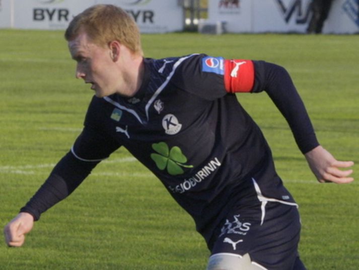 Hólmar Örn Rúnarsson skoraði sigurmarkið í leik liðanna í fyrstu umferðinni í sumar.