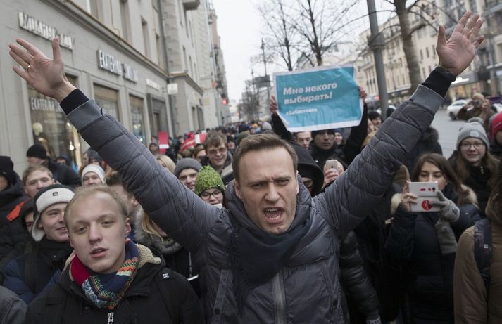 Alexei Navalní í mótmælum í Moskvu árið 2018.