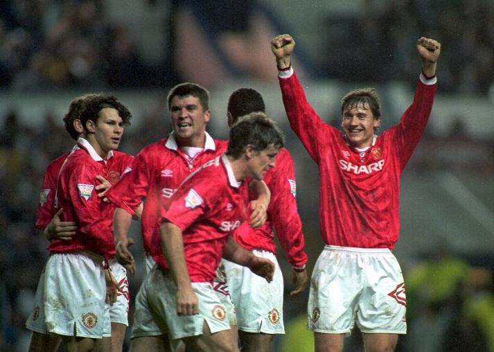 Giggs og Kanchelskis voru samherjar hjá United.