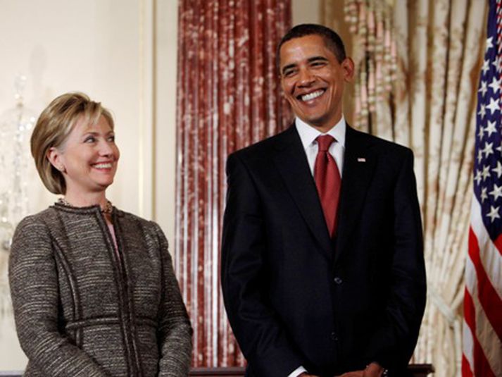 Hillary Clinton utanríkisráðherra Bandaríkjanna og Barack Obama forseti.