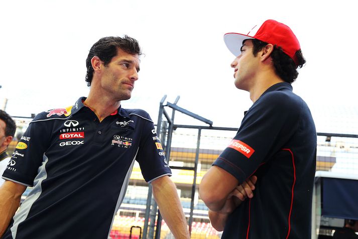 Mark Webber og Daniel Ricciardo eru ágætis mátar og ræða hér málin.