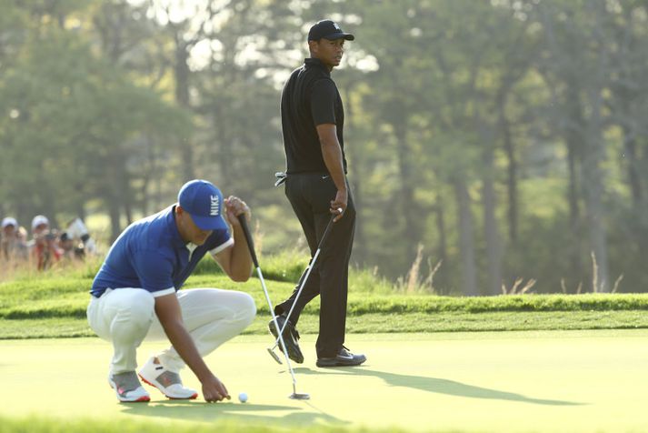 Koepka og Woods léku saman í holli í dag