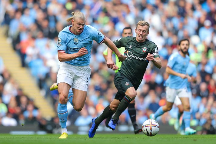 Erling Haaland var á skotskónum gegn Southampton.