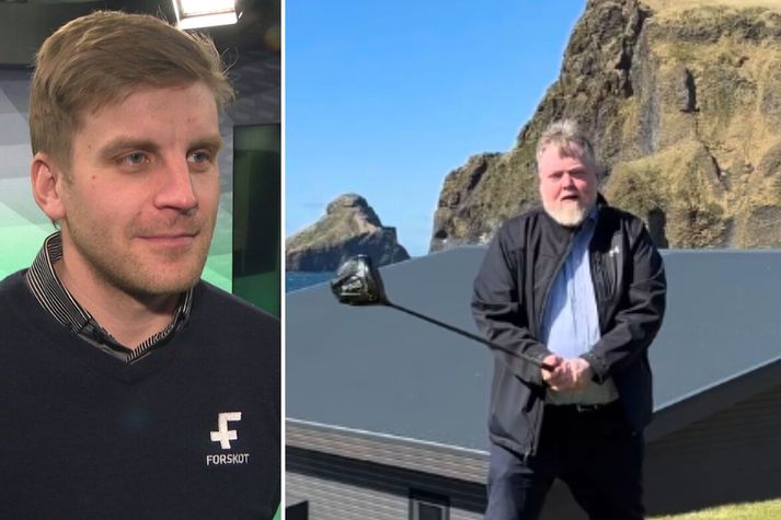 Atvinnukylfingurinn Haraldur Franklín Magnús greindi sveiflu Sigmundar. Sá síðarnefndi þótti full hægri sinnaður með kylfuna.
