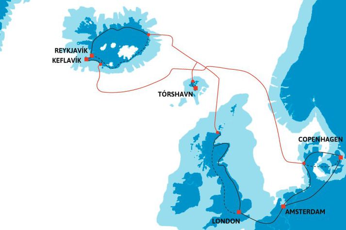 Svona tengist Ísland umheiminum í gegnum netið.