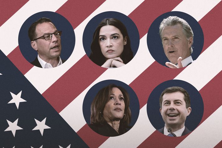 Josh Shapiro, Alexandria Ocasio-Cortez, Gavin Newsom, Kamala Harris og Pete Butigieg hafa öll verið sterklega orðuð við forsetaframboð fyrir demókrata 2028.