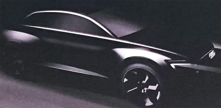 Audi hefur sent frá sér þessa teikningu af nýjum rafmagnsjepplingi.