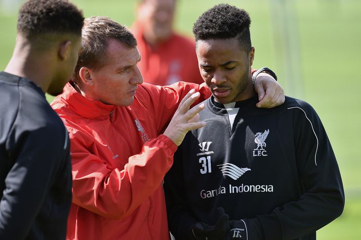 Brendan Rodgers og Raheem Sterling.