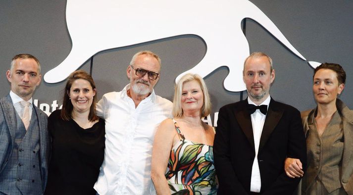 Kjartan Sveinsson, Heather Millard, Ingvar E. Sigurðsson, Edda Arnljótsdóttir, Rúnar Rúnarsson og Claudia Hausfeld á kvikmyndahátíðinni í Feneyjum síðasta haust.