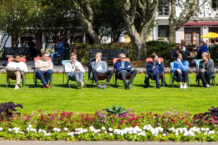 Áfram má búast við sól á Austurvelli í miðborg Reykjavík.