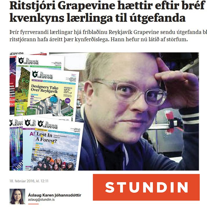 Skjáskot af fyrstu frétt Stundarinnar um málið.