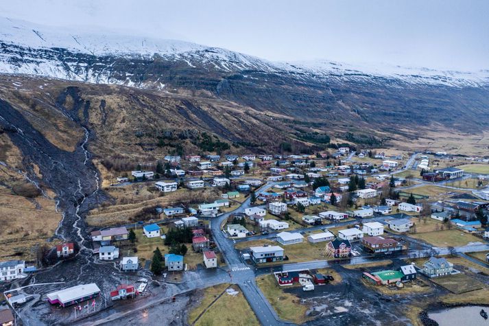 Miklar aurskriður féllu á Seyðisfirði í desember 2020.