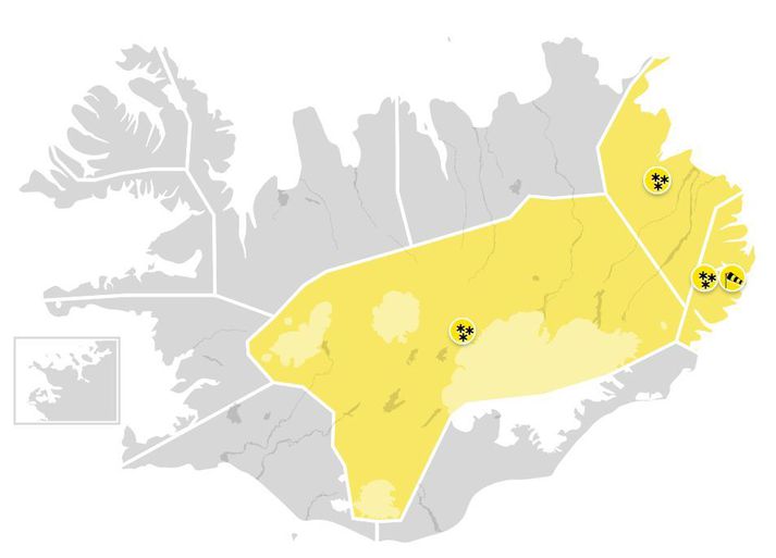 Gula viðvörunin tekur gildi klukkan tíu í kvöld.