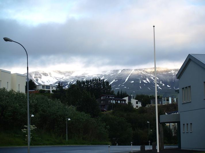 Hvítt í Hlíðarfjalli í gær.