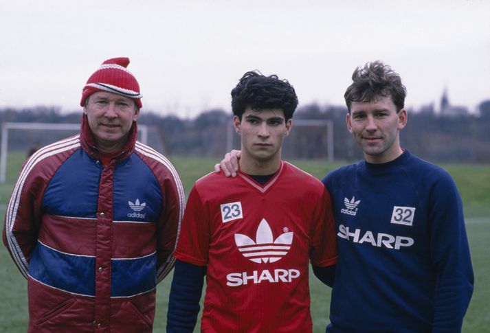 Giuliano Maiorana með Sir Alex Ferguson og Bryan Robson.