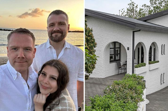 Sindri og Albert ásamt dóttur þeirra, Emiliu Katrínu.