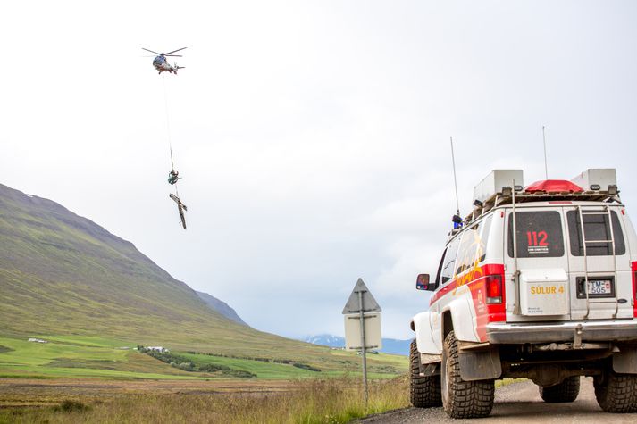 Þyrla Landhelgisgæslunnar að störfum.