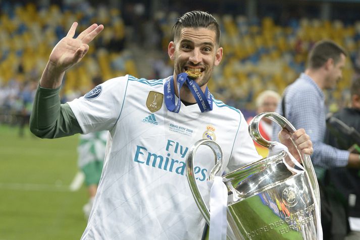 Kiko Casilla fagnar sigri í Meistaradeildinnii í maí 2018.
