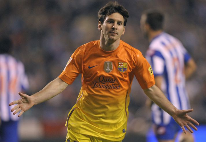 Messi fagnar einu marka sinna í gær.