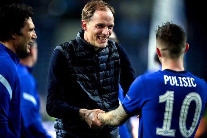 Thomas Tuchel fagnar sigri í Meistaradeildinni með Christian Pulisic.