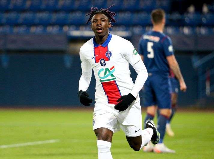 Moise Kean í leik gegn SM Caen í franska bikarnum.