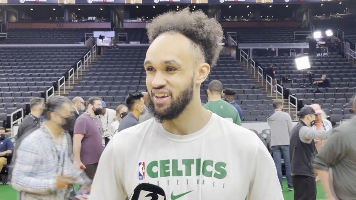 Derrick White var meðal viðmælenda Kjartans Atla í Boston.