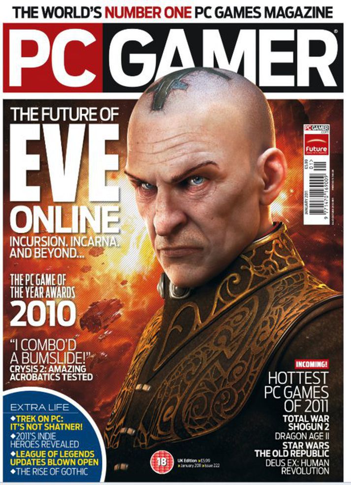 Forsíðugrein janúartölublaðs eins virtasta tölvuleikjatímarits heims, PC Gamer, fjallar um EVE Online.