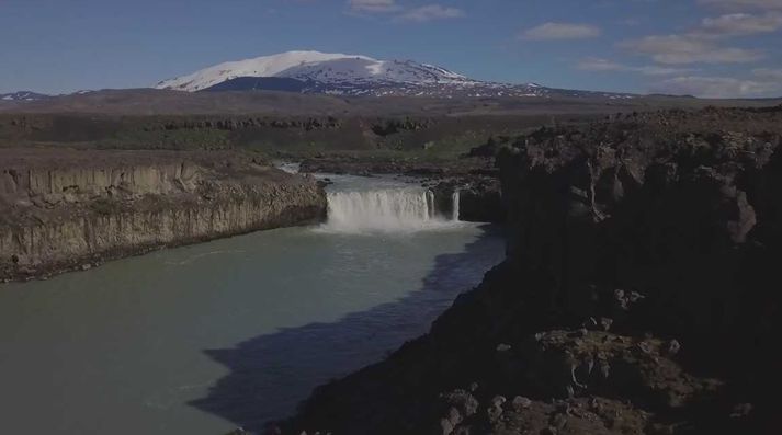 Þjófafoss í síðustu viku. Hekla í baksýn.