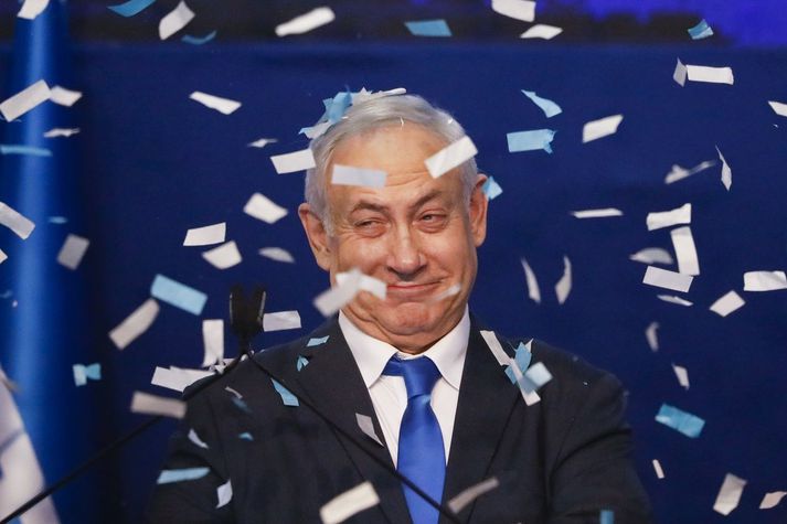 -Benjamin Netanyahu er ánægður með kosningarnar.