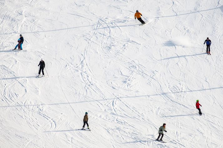 Nú er hægt að renna sér niður brekkur í Bláfjöllum.