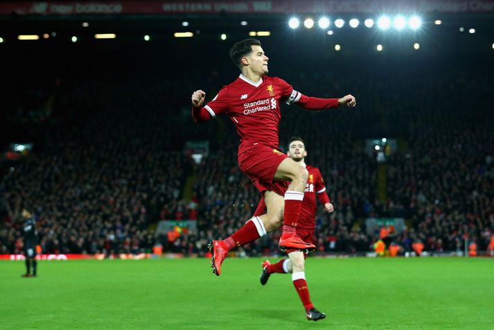 Philippe Coutinho fagnar einu af mörkum sínum fyrir Liverpool. Hann var almennt talinn vera besti leikmaður liðsins þegar hann var seldur.