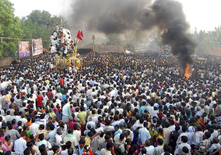 Iðandi mannkösin í Tamil Nadu.
