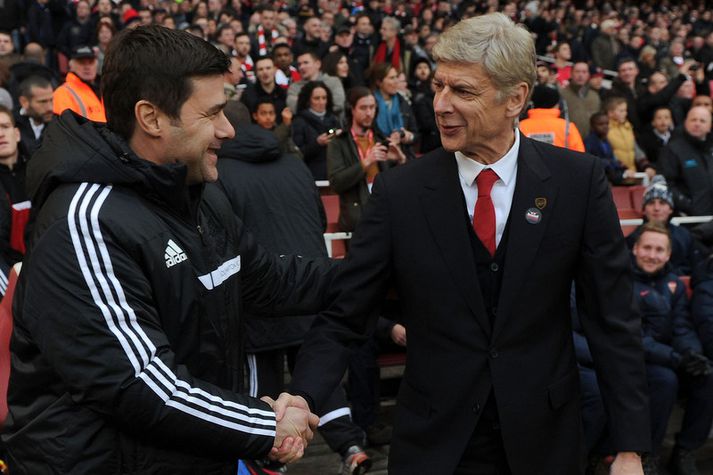 Mauricio Pochettino og Arsene Wenger heilsast eftir leik Southampton og Arsenal í fyrra.