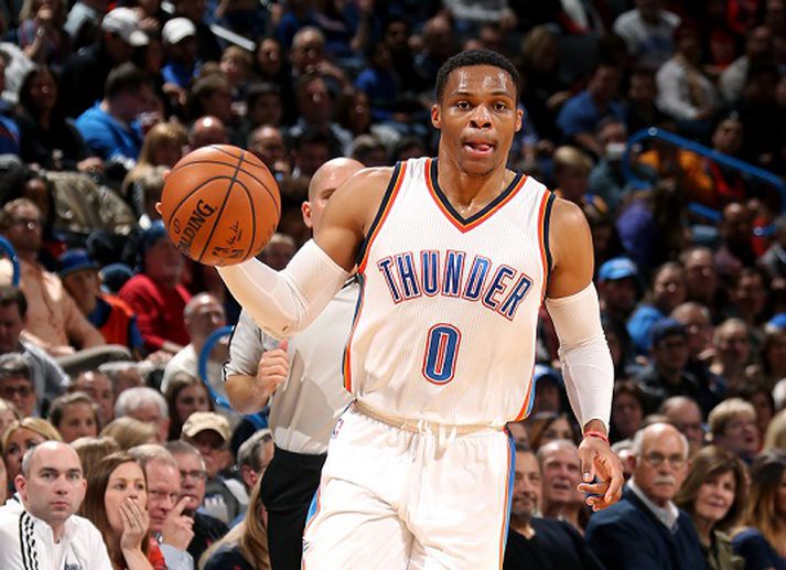 Westbrook setti niður sjö þriggja stiga körfur gegn Denver.