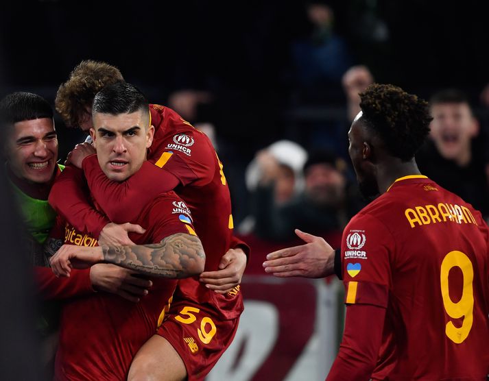 Gianluca Mancini skoraði mark Rómverja í kvöld.