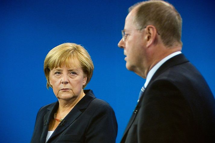 Merkel og Steenbrück í sjónvarpseinvígi.