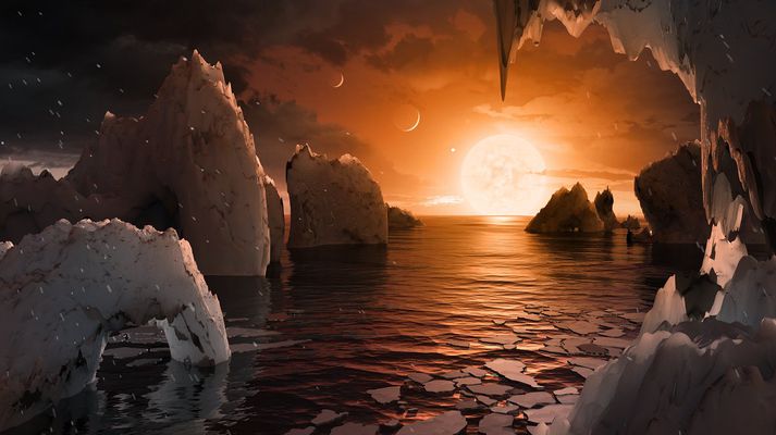 Mögulegt sjónarhorn frá TRAPPIST-1f.