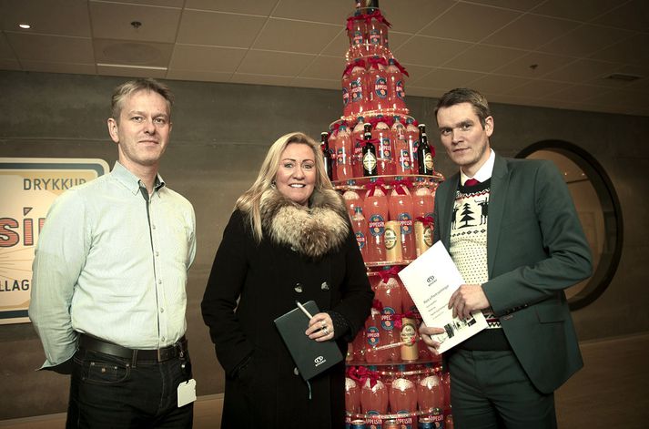 Anton Egilsson og Ólöf Guðmundsdóttir hjá Nýherja og Hafsteinn Ingibjörnsson hjá Ölgerðinni.