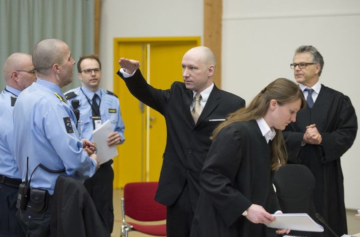 Hinn 37 ára Breivik var dæmdur í 21 árs fangelsi árið 2012.