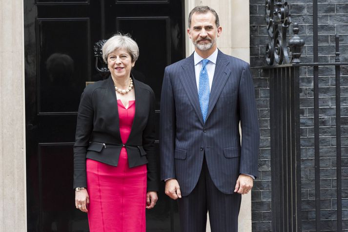 Theresa May og Filippus sjötti Spánarkonungur funduðu í gær, meðal annars um Brexit. Nordicphotos/AFP