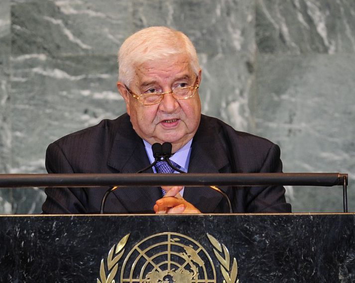 Walid al-Moualem, utanríkisráðherra Sýrlands í pontu í höfuðstöðvum Sameinuðu Þjóðanna.