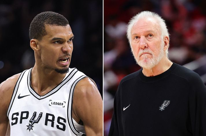 Wembanyama var frábær í nótt fyrir San Antonio Spurs. Liðið sýndi allt aðrar hliðar en í síðasta leik þar sem tap var niðurstaðan. Virðist óvænt liðsræða frá goðsögninni Gregg Popovich hafa gert mikið gagn.