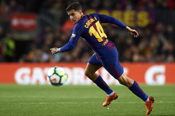 Philippe Coutinho lagði upp bæði mörk Barcelona í dag.