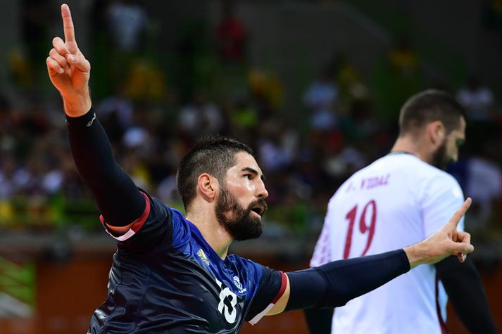 Karabatic fagnar marki í dag.